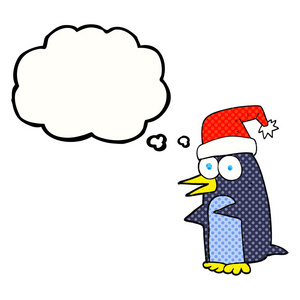 思想泡泡卡通圣诞企鹅