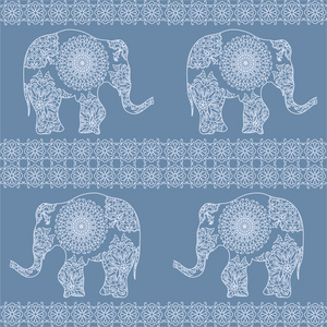 大象无缝的单色图案
