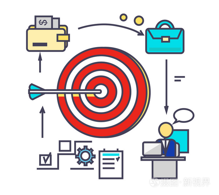 icon扁平式设计目标设定插画-正版商用图片1mod41-摄图新视界