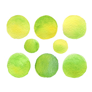 抽象手绘真水彩黄绿圈