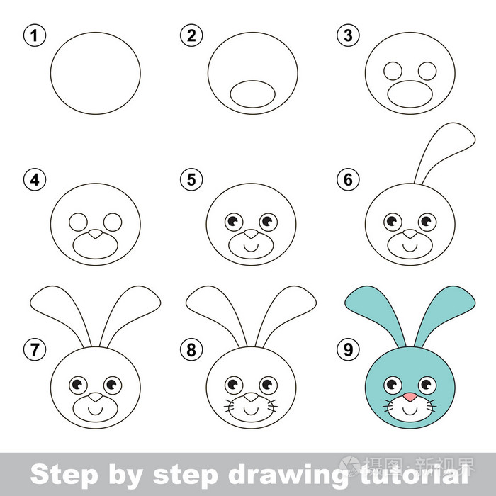 如何画兔子头