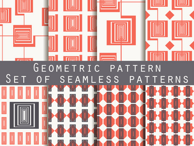 无缝的几何图案。设置。壁纸 瓷砖 面料和设计模式。矢量图