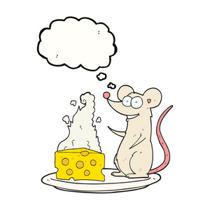 思想与奶酪泡沫卡通鼠标