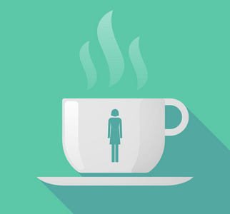 长阴影杯咖啡与女性的象形图