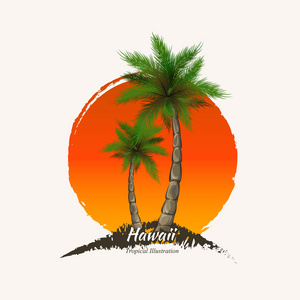供T衬衫和海报使用的棕榈树图案