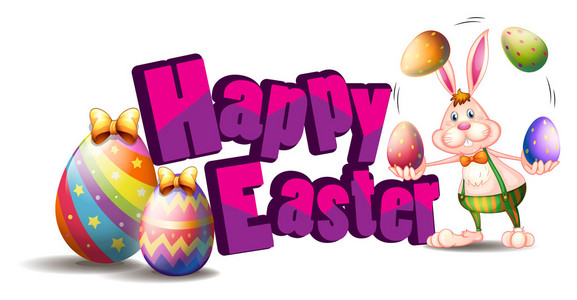 与兔子和彩蛋复活节快乐照片