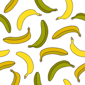 无缝矢量模式的黄色和绿色的香蕉
