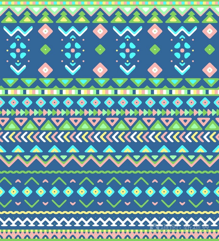 无缝的手绘与阿兹台克人的民族和部落装饰条纹图案.