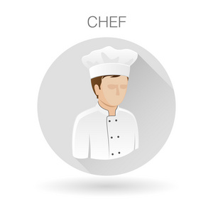 男厨师图标。厨师的象征。餐厅的厨师标志牌。矢量图