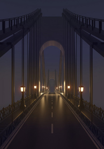 夜晚在雾中的桥梁