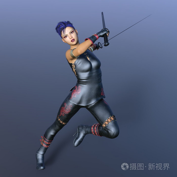 一个女的击剑者3dcg渲染