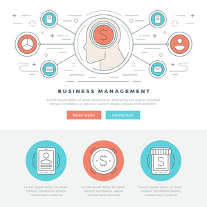 扁线业务概念网站页眉矢量图