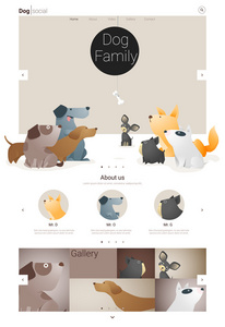 动物的网站模板横幅和图表与狗 1 矢量图