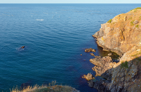 夏天海岩石海岸