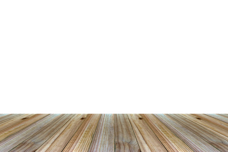 空顶视图的隔离在白色背景上的木桌