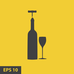 矢量图标相关葡萄酒包括酒瓶 酒杯 开瓶器
