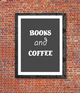 书和咖啡写在图片框中