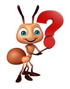 问号卡通人物蚂蚁卡通人物与问号标志照片