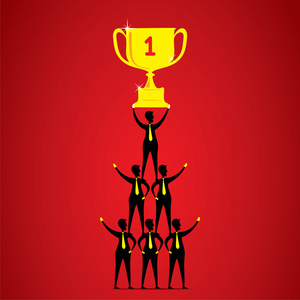 商人团队为冠军奖杯庆祝商业团队成功举办金冠军杯, 人们的理念对胜利