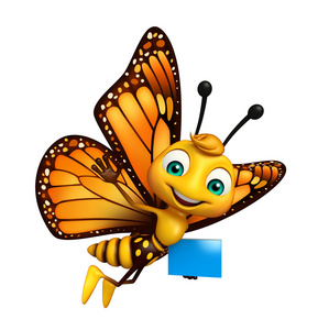 可爱的蝴蝶卡通人物与书照片