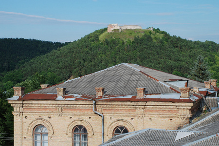在背景城堡山老皇宫的一个片段图片