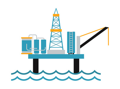 海上石油钻井平台技术平面矢量图