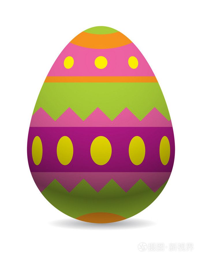 彩色复活节彩蛋卡通春天装饰和食品符号平