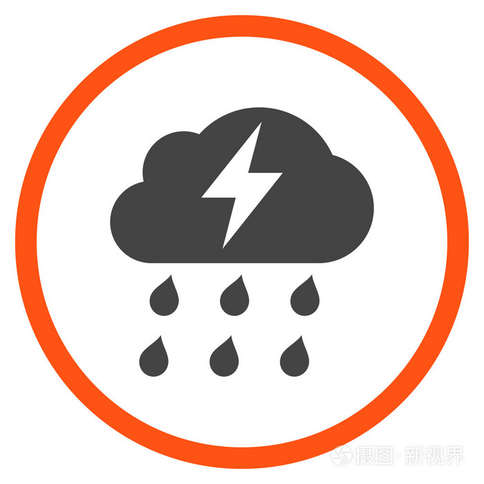 雷暴平面矢量圆形的图标