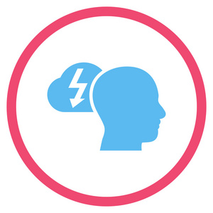 头脑风暴平面圆形矢量图标照片