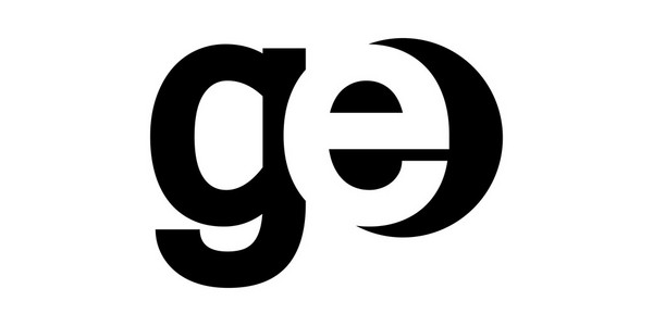 会标负空间字母徽标 ge，g e