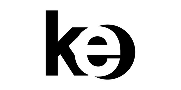 会标负空间字母徽标柯，k e