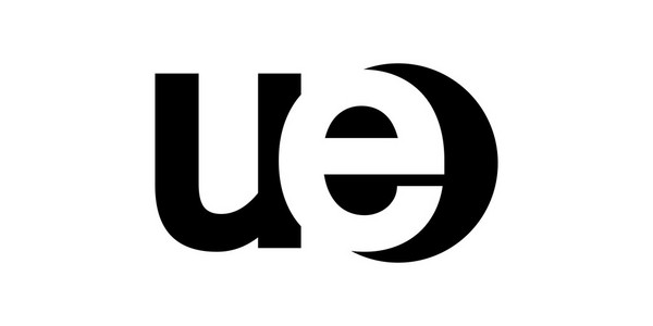 会标负空间字母徽标 ue，u e