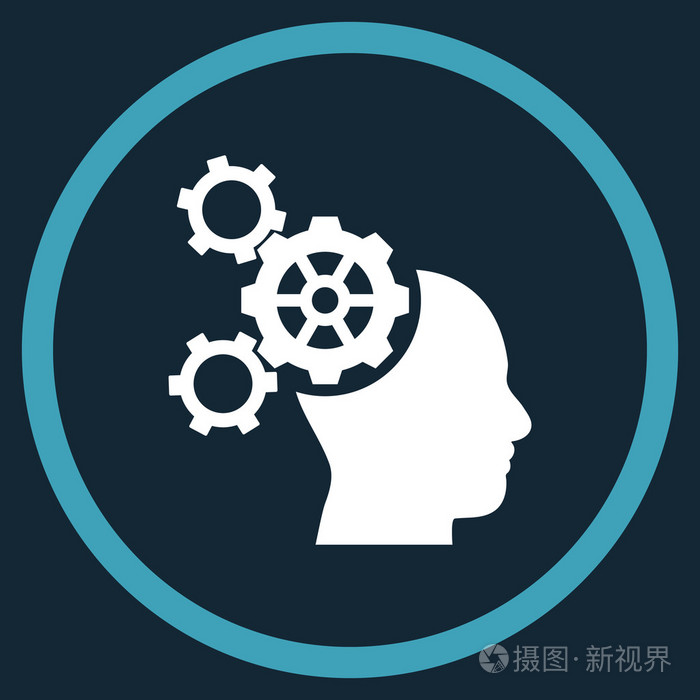 脑力学平面圆形矢量图标