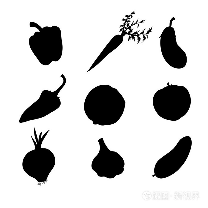 蔬菜图标设置黑色剪影