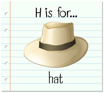 抽认卡字母 H 是帽子
