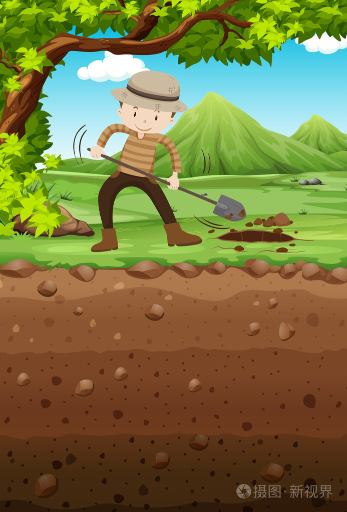 人工挖孔在公园里