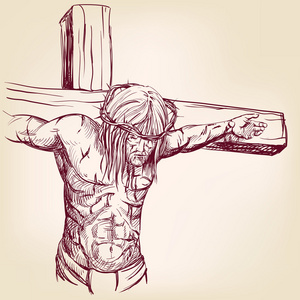 基督教的象征荆棘冠在手绘制的矢量 llustration 写实素描照片