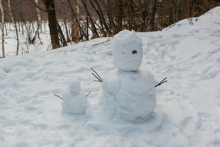 丑陋的雪人是由孩子们建造的