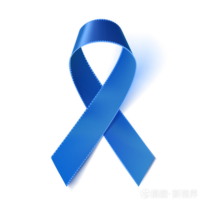 现实蓝丝带前列腺癌认识符号上白色孤立矢量图eps10