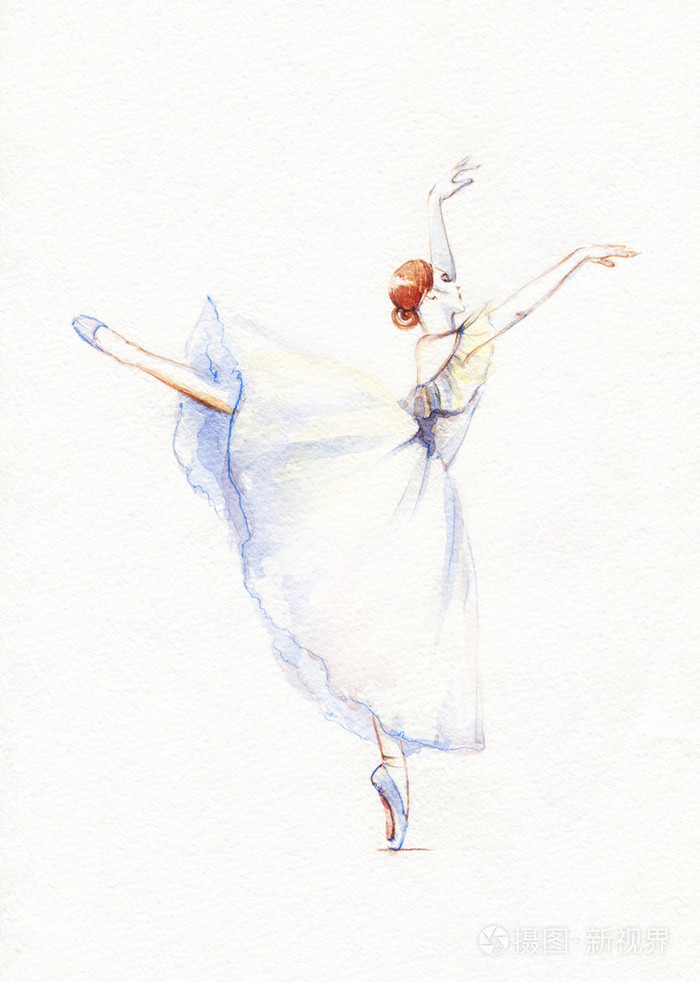 跳舞的芭蕾舞演员.水彩插图