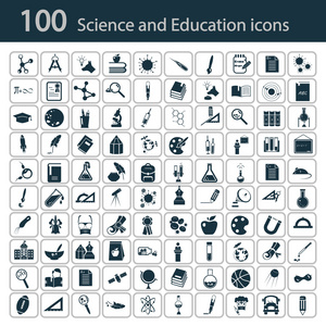一套一百科学和教育图标图片