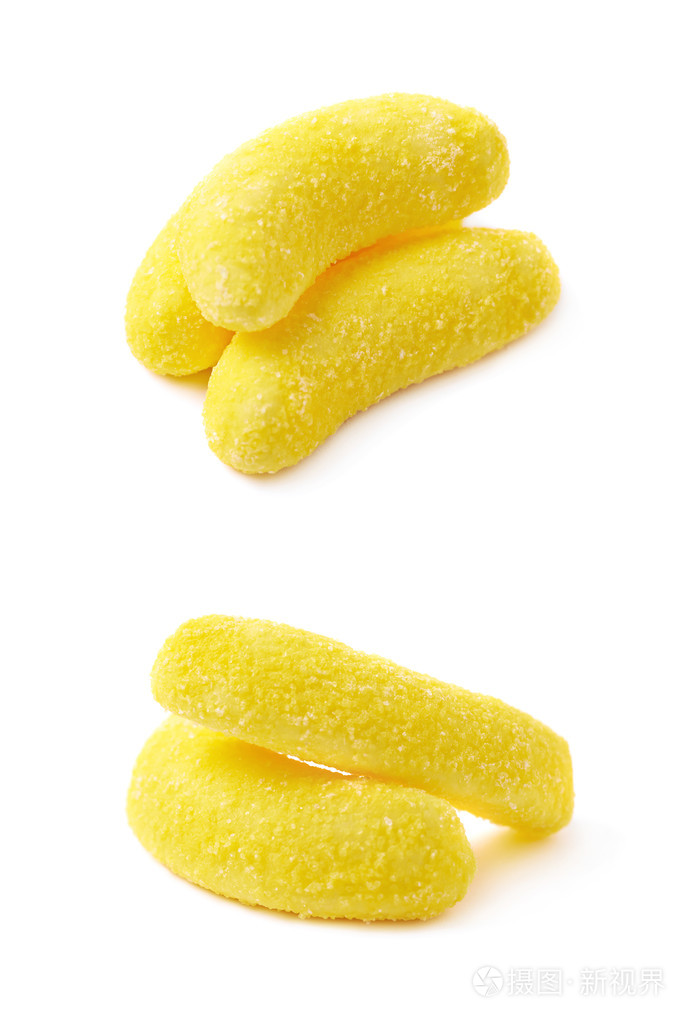 香蕉形孤立的咀嚼糖果