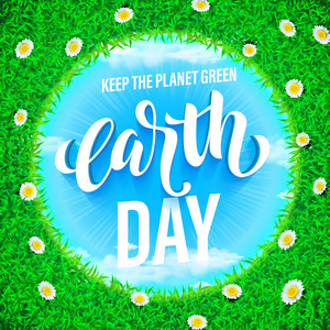 地球日的海报。绿色地球生态的矢量图