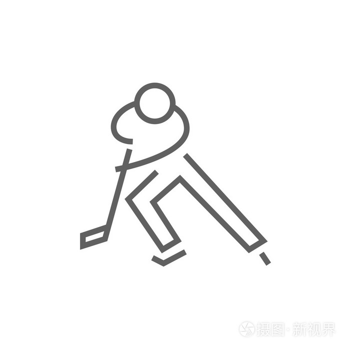 曲棍球运动员线图标插画-正版商用图片1mr9sb-摄图新视界