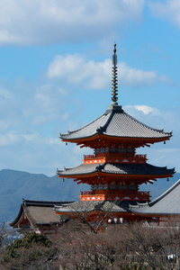 日本京都清寺佛塔远观图片