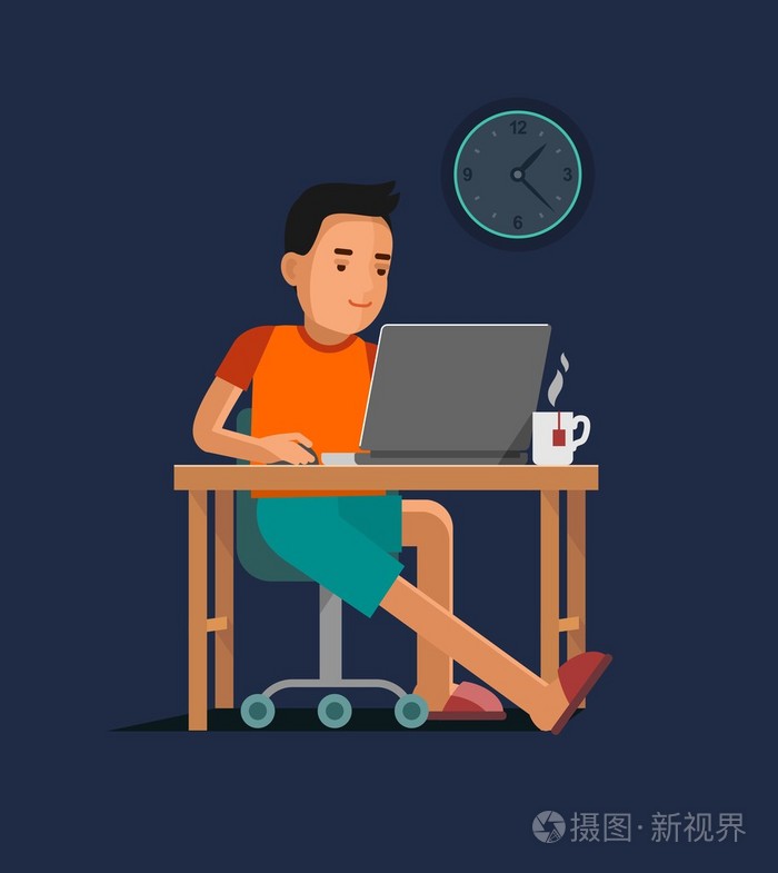 深夜的计算机互联网工作概念