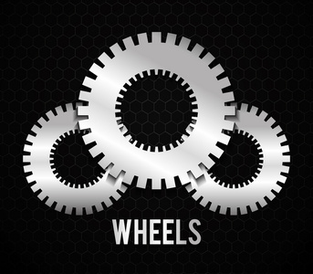 工业轮与背部和白色颜色，矢量图