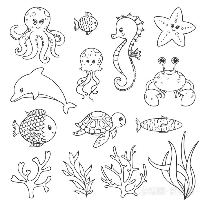 矢量可爱手绘海洋生物生活插画 正版商用图片1mrlrv 摄图新视界 矢量可爱手绘海洋生物生活插画 正版商用图片1mrlrv 摄图新视界