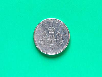 gbp 英镑硬币-5 便士照片