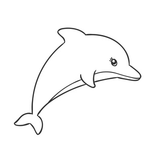 可爱的手绘制海豚向量插图